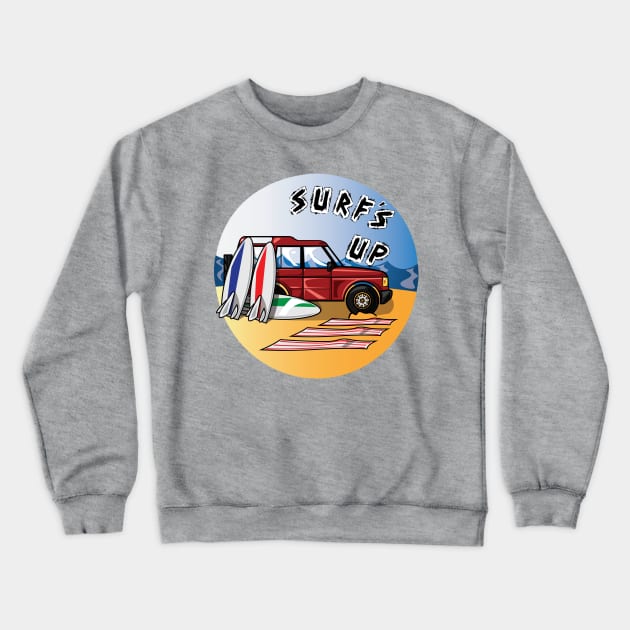 Surf's Up - Discovery - Surfboard Crewneck Sweatshirt by FourByFourForLife